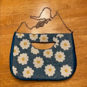 Francesca's Collections Blue and White Floral Bag